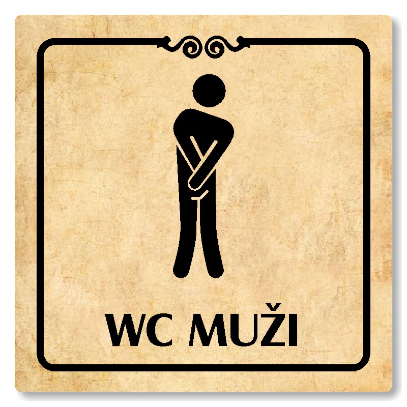 WC muži, 118x118mm, pergamen, Texas